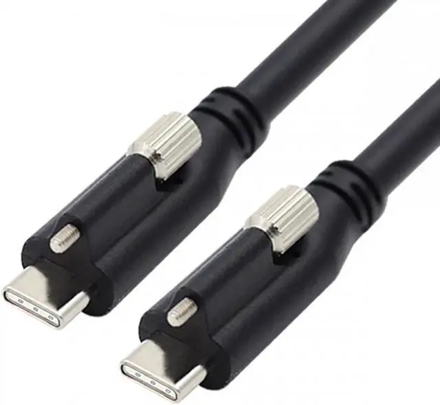 Main image of 1.2M USB 3.1 Type-C Locking to Locking USB-C Data Power Cable for Camera With Single Panel Mount Screw Connector