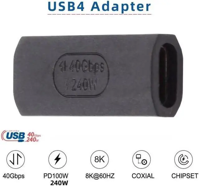 Main image of USB4 Type C Female to Female Extension 240W Power 40Gbps Data 8K Video Extender Adapter for NS Phone Laptop
