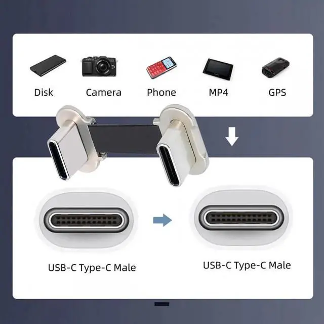 Alt view image 5 of 7 - 2cm Dual Angled Ultra Slim Flat USB-C Type C to USB-C Power USB2.0 Data Cable 65W Fast Charge for Laptop Tablet Phone
