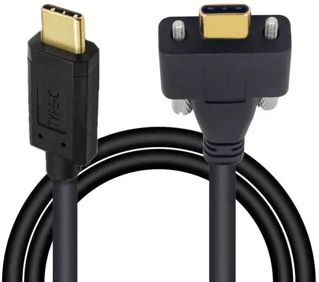 Main image of USB 3.1 Type-C Male to Dual Thumbscrew Locking USB-C 10Gbps Data 4K Cable Panel Mount Type