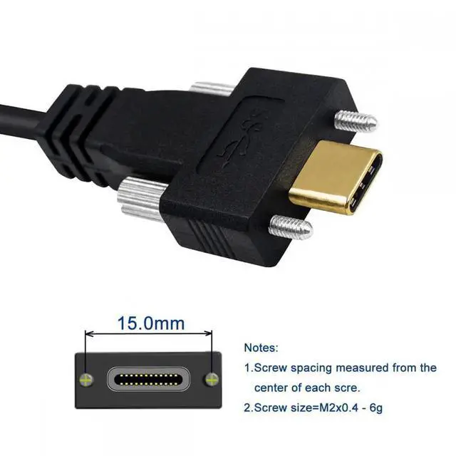 Alt view image 7 of 7 - USB 3.1 Type-C Male to Dual Thumbscrew Locking USB-C 10Gbps Data 4K Cable Panel Mount Type