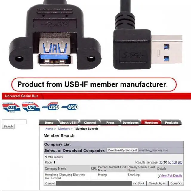 Alt view image 6 of 7 - Down Angled USB 3.0 Male to Female Type-A Panel Type Header Cable 90 Degree Connector 30cm