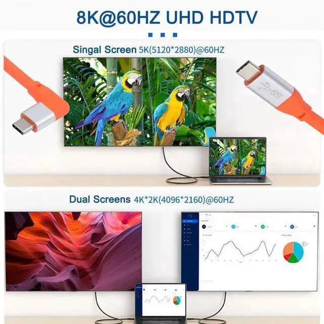 Alt view image 4 of 7 - USB3.2 20Gbps Male to Male Cable 90 Degree Left Right Angled Ultra Soft High Flex 100W 8K 5K 4K USB4.0 Hyper Super Flexible Cord (50cm)