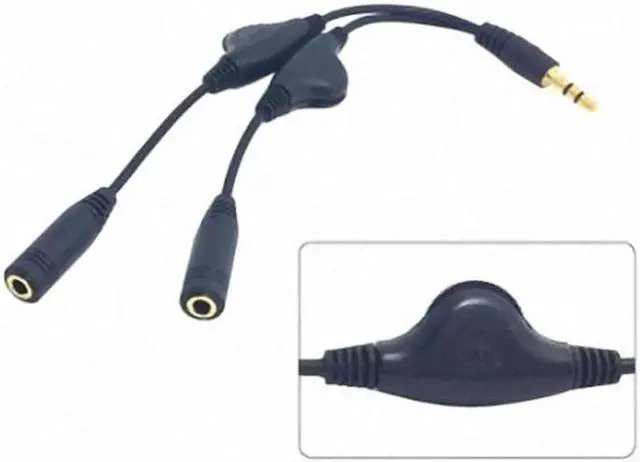 Alt view image 5 of 7 - Cable 3.5mm Stereo Male to Double 3.5mm Female Audio Headphone Y Splitter Cable with Volume Control Switch