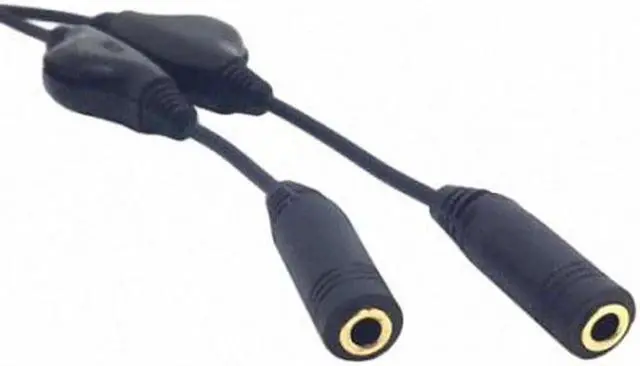 Alt view image 3 of 7 - Cable 3.5mm Stereo Male to Double 3.5mm Female Audio Headphone Y Splitter Cable with Volume Control Switch