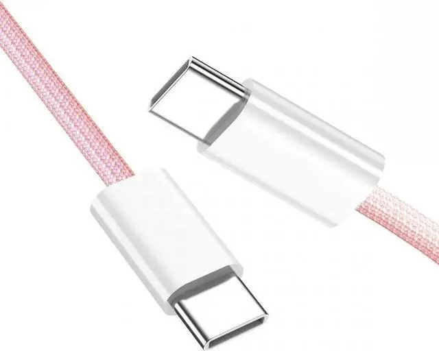 Main image of 1.0M USB-C Type C Male to Male PD 27W 65W Power 480Mbps Data Cable Pink Sleeve for Phone & Tablet & Laptop
