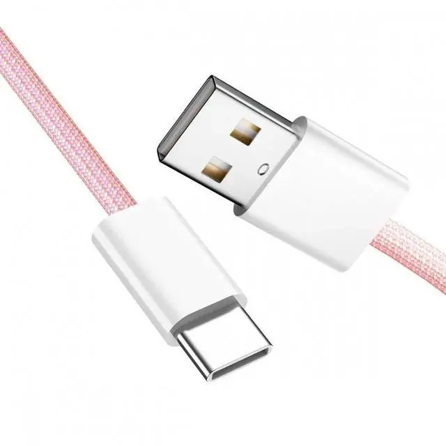 Alt view image 4 of 7 - USB-C Type C Male to Type-A Male 15W 5V3A Power 480Mbps Data Cable Pink Sleeve for Phone & Tablet