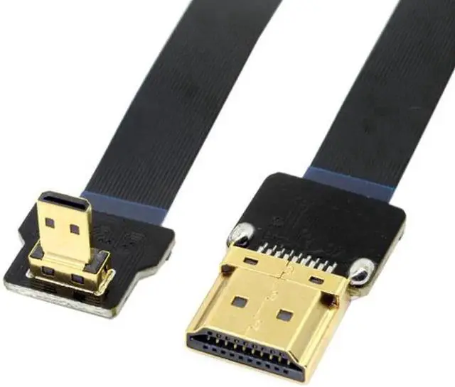 Alt view image 3 of 7 - CYFPV 90 Degree Down Angled FPV Micro HDMI Male to HDMI Male FPC Flat Cable 20cm for FPV HDTV Multicopter Aerial Photography
