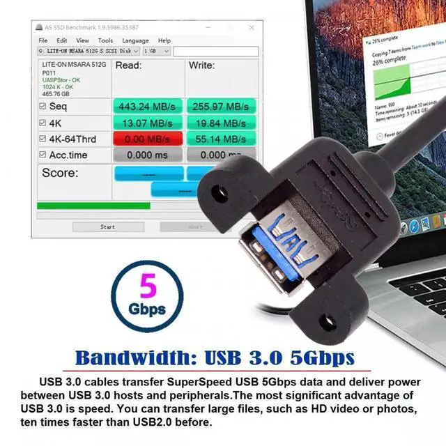 Alt view image 5 of 7 - Right Angled USB 3.0 Male to Female Type-A Panel Type Header Cable 90 Degree Connector 30cm