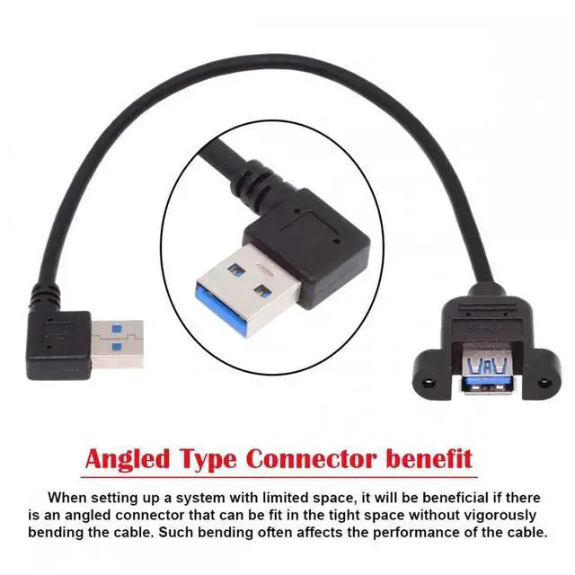 Alt view image 2 of 7 - Right Angled USB 3.0 Male to Female Type-A Panel Type Header Cable 90 Degree Connector 30cm