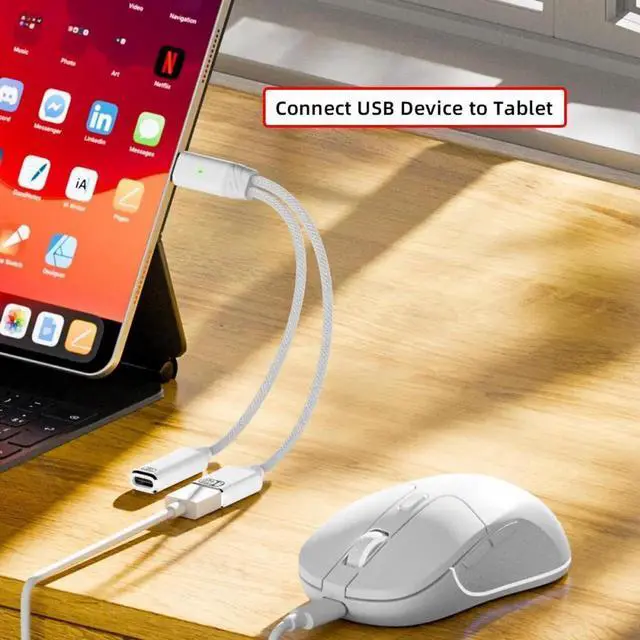 Alt view image 7 of 7 - USB-C Type-C Male to 480Mbps USB 2.0 Female OTG & 100W PD Power Cable for Laptop Tablet Phone