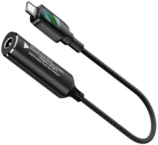 Main image of DC Jack 5.5x2.5mm Input to USB-C Type-C Power 140W Smart LED Display Charge Cable for Laptop Phone PD9V/5V/20V/7A