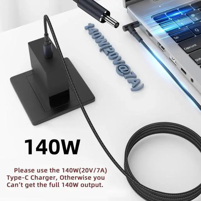 Alt view image 2 of 7 - Type C USB-C Input to 20V DC 5.5*2.1mm Output Power 100W 135W 140W 65W PD Charge Cable for Laptop