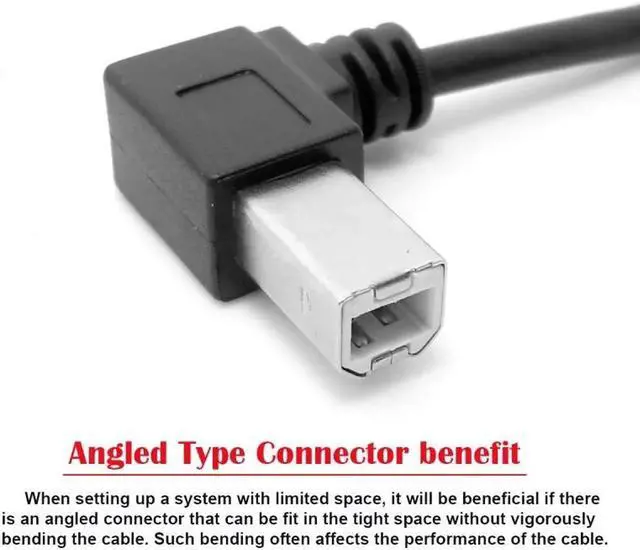 Alt view image 4 of 7 - USB 2.0 B Type Male to Female Extension Cable Left Angled 90 Degree 20cm for Printer Scanner Disk