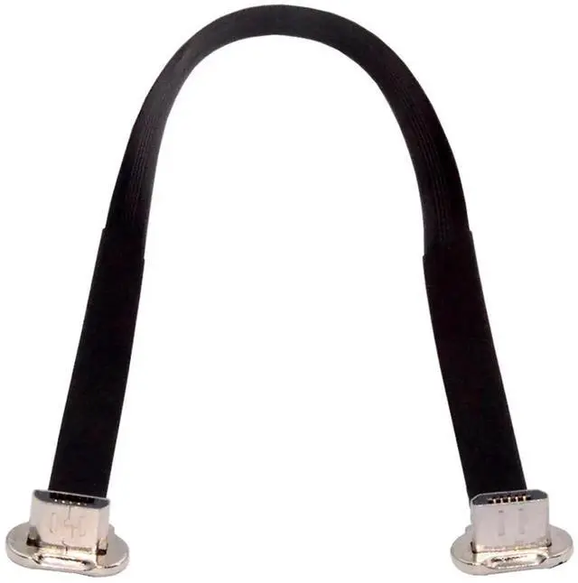 Main image of Micro USB2.0 Male to Micro USB Male 5Pin Ultra Slim Flat Data Charge Cable 16cm Down to Up Angle 90 Degree Connector