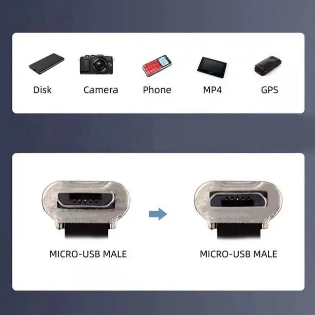 Alt view image 7 of 7 - Micro USB2.0 Male to Micro USB Male 5Pin Ultra Slim Flat Data Charge Cable 16cm Down to Up Angle 90 Degree Connector