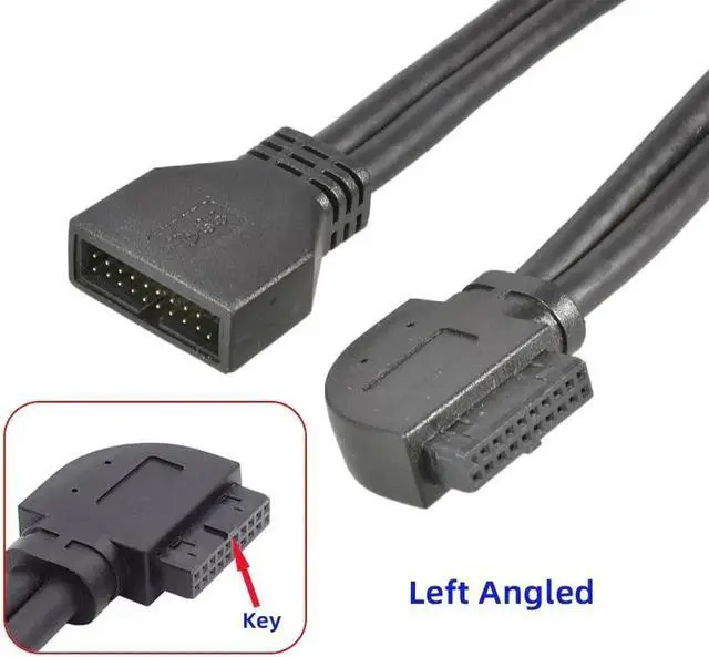 Alt view image 5 of 7 - Left Angled USB 3.0 20Pin 19Pin Male to Female Extension 5Gbps Cable 90 Degree for Motherboard Mainboard