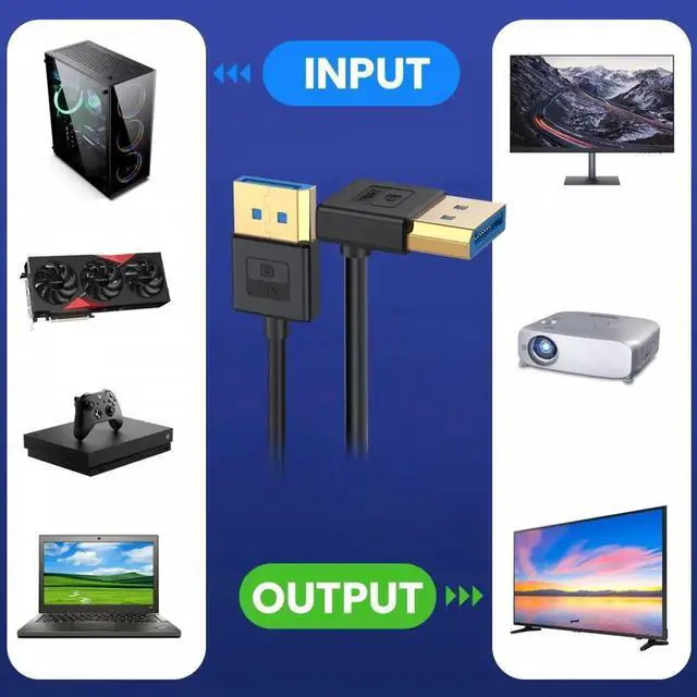 Alt view image 5 of 7 - Ultrafine Up Angled DisplayPort 1.4 DP to DP Cable 8K 60hz Cable Ultra-HD UHD 4K 144hz 90 Degree for Desktop Laptop Monitor 100cm