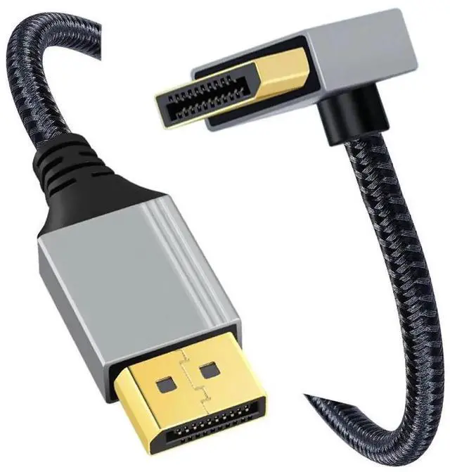 Alt view image 3 of 7 - 200cm Down Angled DisplayPort DP to DP Cable 4K 60hz Cable Silver Sleeve Ultra-HD UHD 90 Degree for Desktop Laptop Monitor Graphics Card