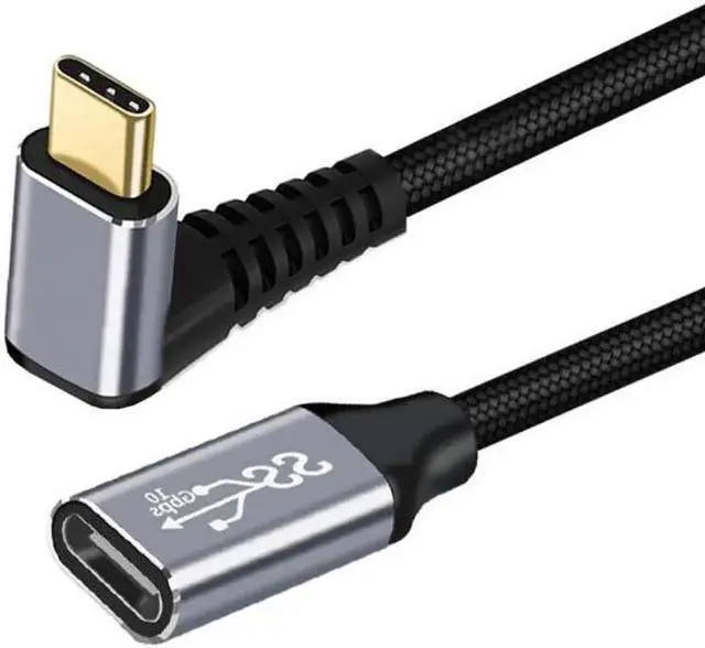 Main image of 0.5M Up Down Angled USB-C USB 3.1 Type C Male to Female Extension Data Cable 10Gbps 100W with Sleeve for Laptop
