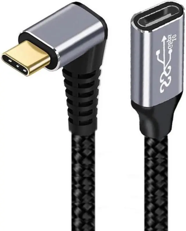 Alt view image 7 of 7 - 0.2M Up Down Angled USB-C USB 3.1 Type C Male to Female Extension Data Cable 10Gbps 100W with Sleeve for Laptop