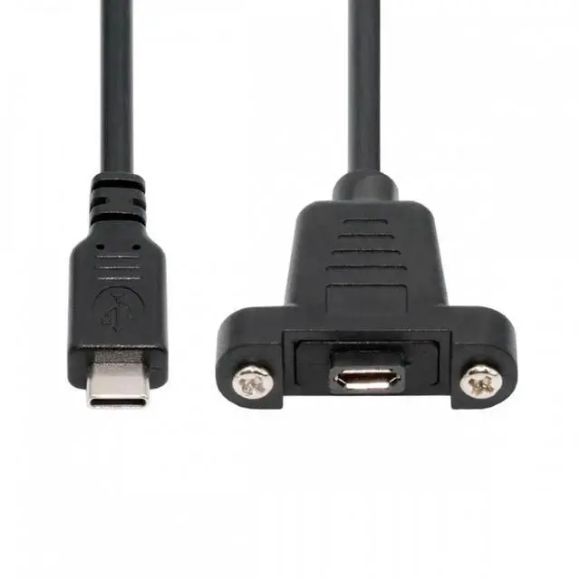 Alt view image 6 of 7 - USB2.0 Micro 5Pin Female to Type-C USB-C Male Power Cable 480Mbps Data with Panel Mount Holes 50cm