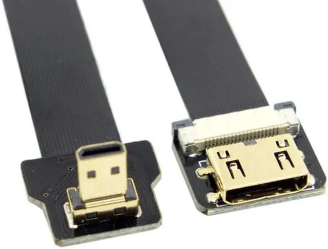 Alt view image 6 of 7 - CYFPV Down Angled 90 Degree FPV Micro HDMI Male to Mini HDMI Female FPC Flat Cable 10cm for FPV HDTV Multicopter Aerial Photography