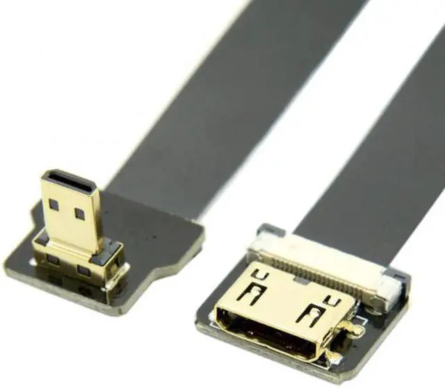 Alt view image 3 of 7 - CYFPV Down Angled 90 Degree FPV Micro HDMI Male to Mini HDMI Female FPC Flat Cable 10cm for FPV HDTV Multicopter Aerial Photography