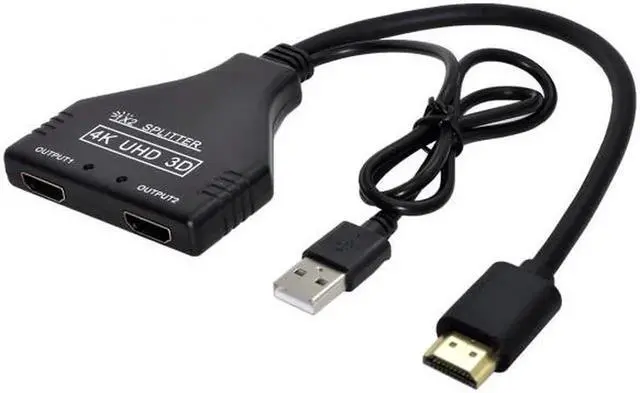 Alt view image 2 of 7 - Cable HDMI-Compatible 1.3 to Dual Female Splitter Switch Extension Adapter Cable with Power for HDTV Laptop 1080P