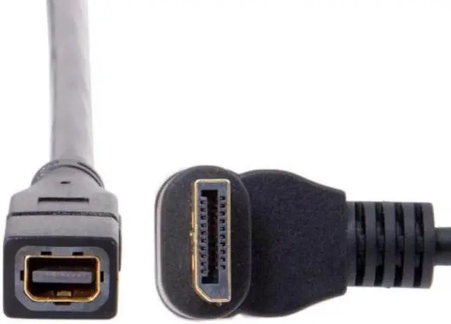 Main image of Up Angled DP DisplayPort 90 Degree to Mini DP DisplayPort Female Cable for Displays Monitors