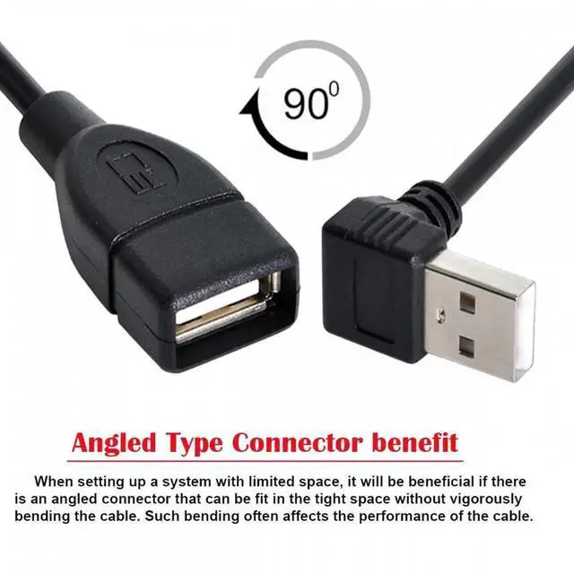 Alt view image 7 of 7 - USB 2.0 Type-A Male to USB Female M-F Extension Cable 20cm 90 Degree Down Angled Type