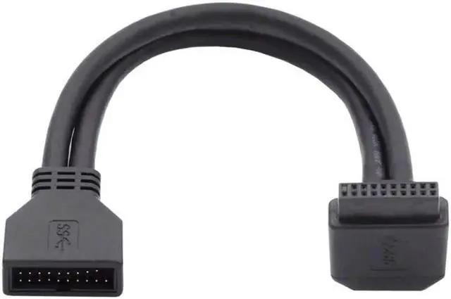 Alt view image 4 of 7 - Down Angled USB 3.0 20Pin 19Pin Male to Female Extension 5Gbps Cable 90 Degree for Motherboard Mainboard