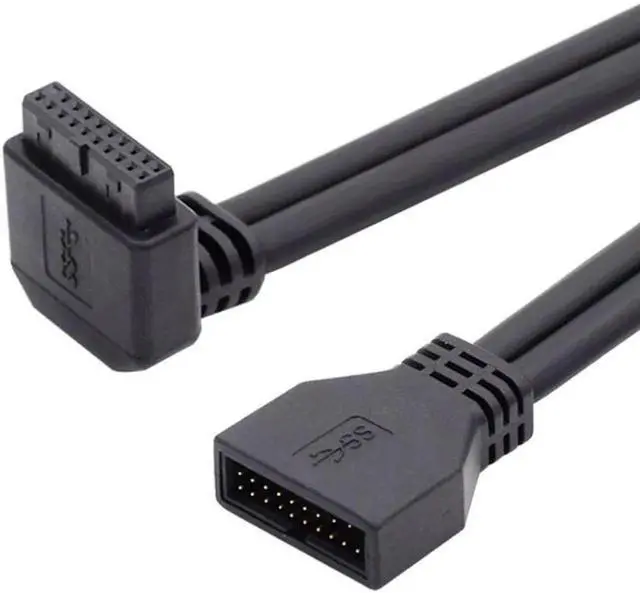 Main image of Up Angled USB 3.0 20Pin 19Pin Male to Female Extension 5Gbps Cable 90 Degree for Motherboard Mainboard