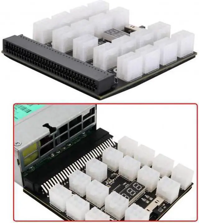 Alt view image 2 of 7 - Cable 1200W Server PSU Power Supply Breakout Board Adapter with 17 Ports ATX 6 Pin for DPS-800GB 1200FB 1200QB