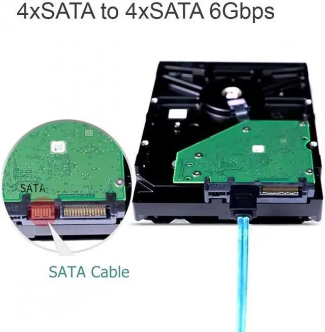 Alt view image 6 of 7 - Internal SAS 4 SATA Host to 4 SATA 7pin Target Hard Disk 6Gbps Data Server Raid Cable 50cm