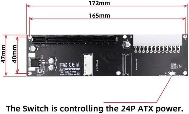 Alt view image 5 of 7 - 8x Oculink SFF-8612 8611 to PCIE PCI-Express 16x Adapter with ATX 24pin Power Port for Mainboard Graphics Card