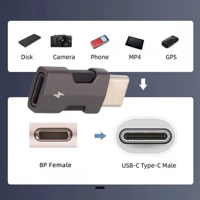 Alt view image 3 of 7 - 2pcs/set USB-C Type C Male to 8P Female Power 480Mbps Data Adapter Compatible with iPhone 15 & Android & Tablet