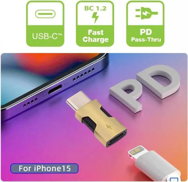 Alt view image 5 of 7 - 2pcs/set USB-C Type C Male to 8P Female Power 480Mbps Data Adapter Compatible with iPhone 15 & Android & Tablet