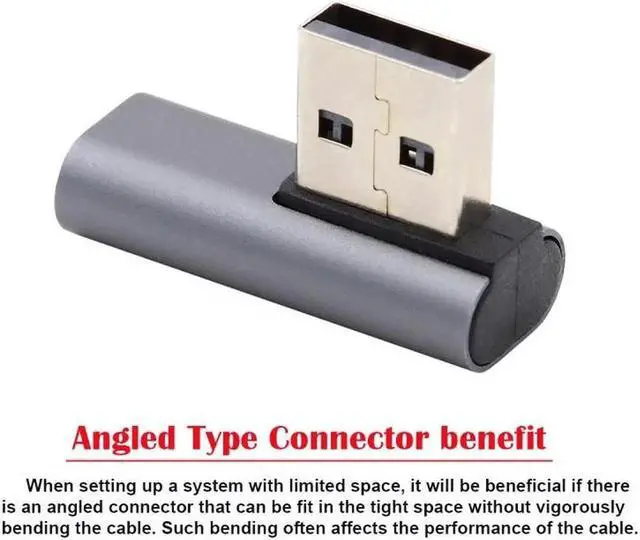 Alt view image 2 of 7 - USB-C Type C Female Low Profile 90 Degree Right Angled to USB 3.0 A Male Data Adapter for Laptop Desktop