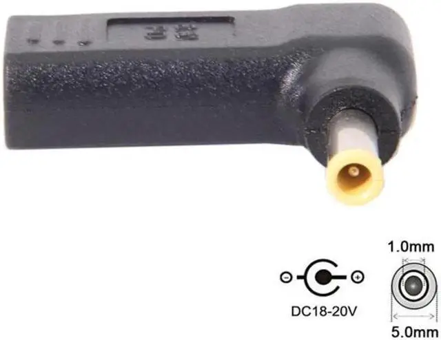 Alt view image 4 of 4 - Cable USB 3.1 Type C USB-C to DC 19V 5.0*1.0mm Adapter PD Emulator Trigger 90 Degree Angled Yellow