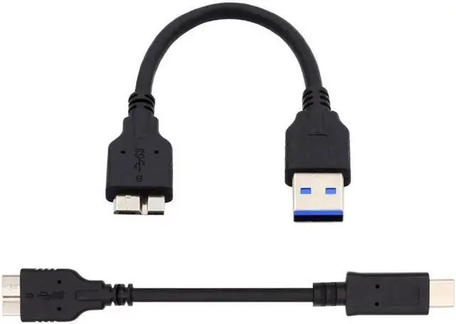 Alt view image 3 of 7 - Xiwai 2pcs/set USB 3.1 USB-C Type-C to Micro 3.0 and USB 3.0 Type-A Male to Micro 3.0 B Male Disk SSD Data Cable 15cm