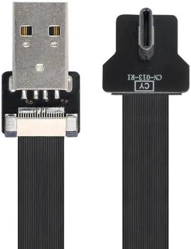 Alt view image 3 of 7 - Right Angled USB 2.0 Type-A Male to USB-C Type-C Male Data Flat Slim FPC Cable for FPV and Disk and Phone