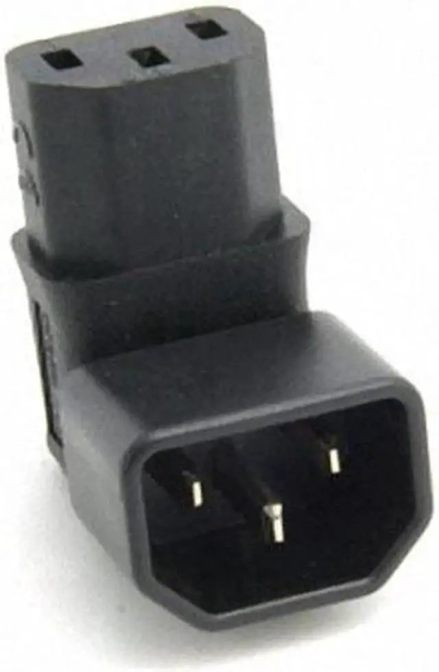 Alt view image 3 of 7 - Cable IEC Male C14 to Down Right Angled 90 Degree IEC Female C13 Power Extension Adapter