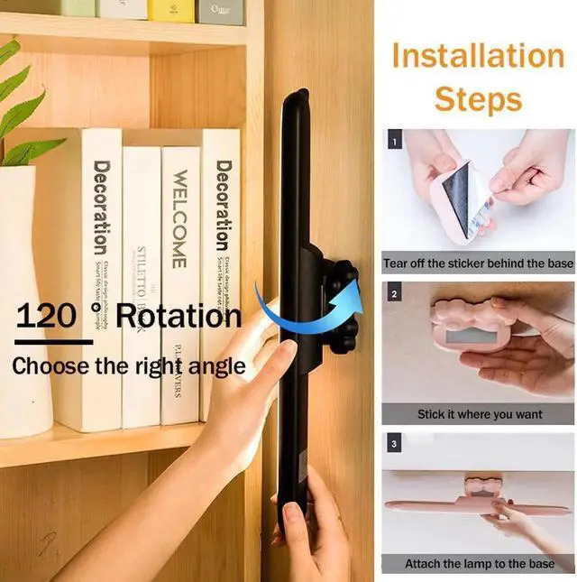 Alt view image 5 of 5 - Table Lamp Hanging Wireless Touch LED Desk Lamp Home Cabinet Study Reading Lamp Dimming USB Night Light Closet Wardrobe