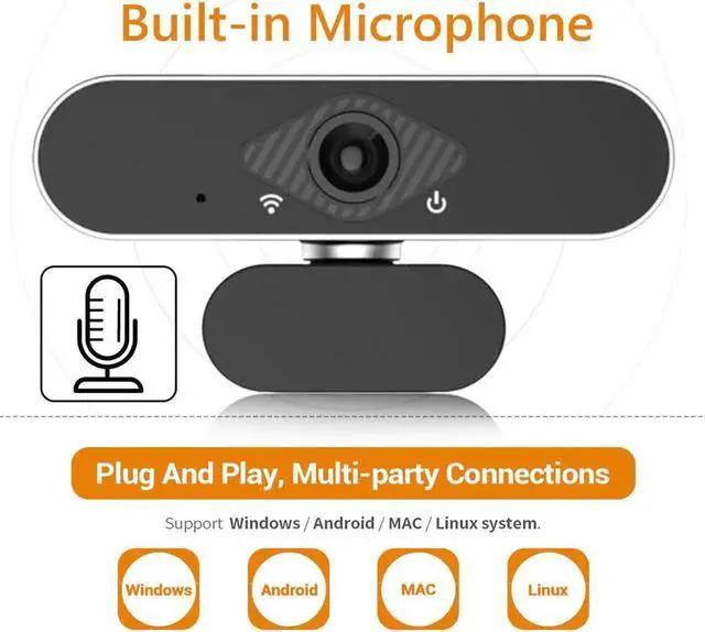Alt view image 5 of 5 - 1080P Full HD Webcam with HD Microphone USB Driver Web Camera for Live Streaming Video Conference Windows / Android / Linux