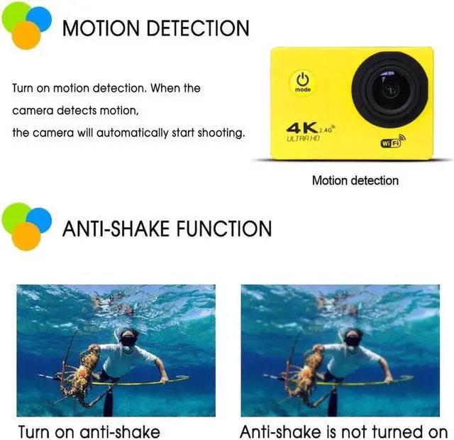 Alt view image 2 of 5 - F60 F60R Ultra HD 4K Action Camera Sport Camera WiFi Camcorders 16MP 2 Inch Screen Wireless Action Camera Waterproof