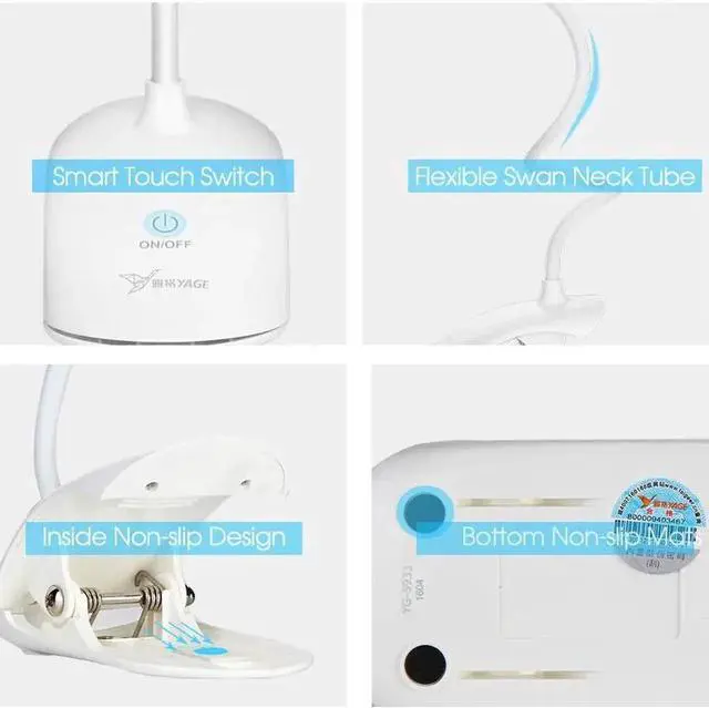 Alt view image 5 of 5 - Desk lamp USB led Table Lamp 14 LED Table lamp with Clip Bed Reading book Light LED Desk lamp Table Touch 3 Modes