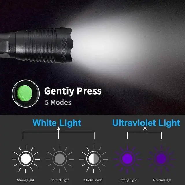 Alt view image 4 of 5 - led flashlight Waterproof Torch T6&UV LED Multi-function flash light use 18650 battery portable Urine Stains tactical light