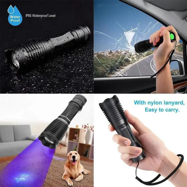 Main image of led flashlight Waterproof Torch T6&UV LED Multi-function flash light use 18650 battery portable Urine Stains tactical light