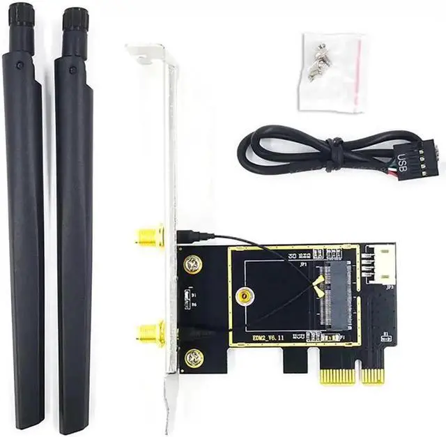 Alt view image 3 of 5 - Band 2.4Gbps PCIe Wifi Card Network Card Bluetooth Wi-Fi M.2/NGFF Wireless Card To PCI Express Adapter For Pc Desktop